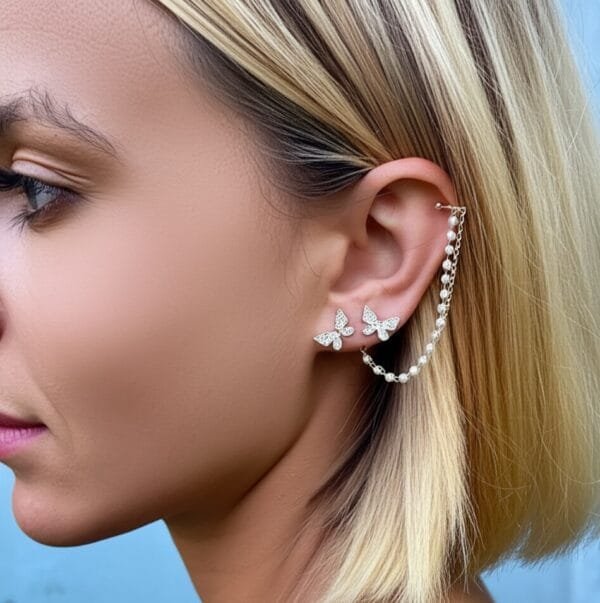 Earcuff mariposa cadena - Imagen 4